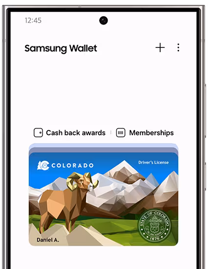 Samsung phone screen with Colorado mobile ID on the screen
