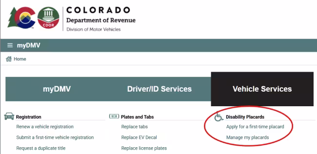 myDMV disability placards