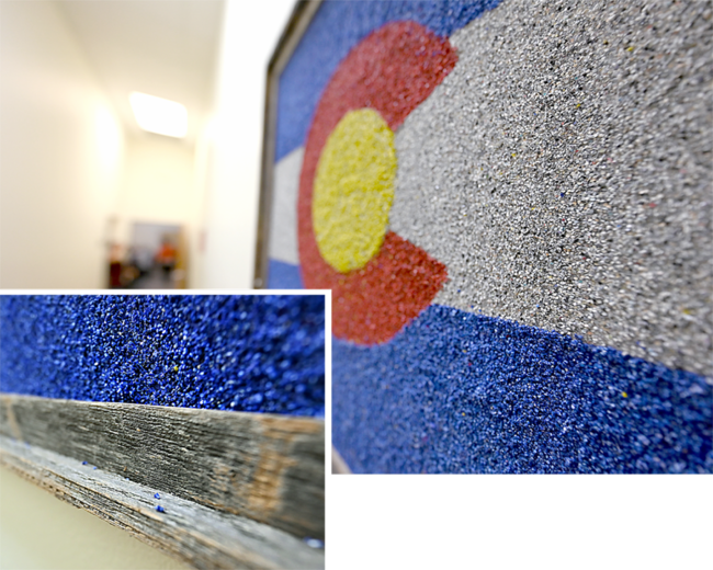 "DMV Connects Colorado," which took longer than four years to create, hangs in the Pueblo Driver License Office. These photos show the artwork in progress.