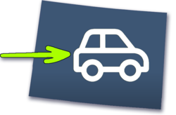 Blue Colorado state with white car icon and a green arrow pointing to car