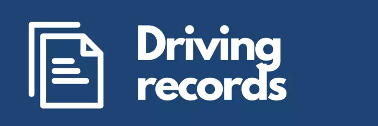 Blue button with Driving Records text next to icon of papers