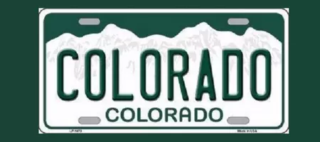 colorado license plate with colorado written across it
