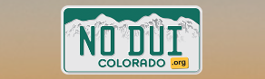 Personalized green and white Colorado license plate that says NO DUI